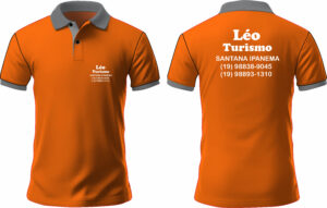 Mockup editável — polo LEO TURISMO